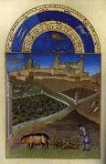 LIMBOURG brothers Les trs riches heures du Duc de Berry: Mars (March) wf oil painting